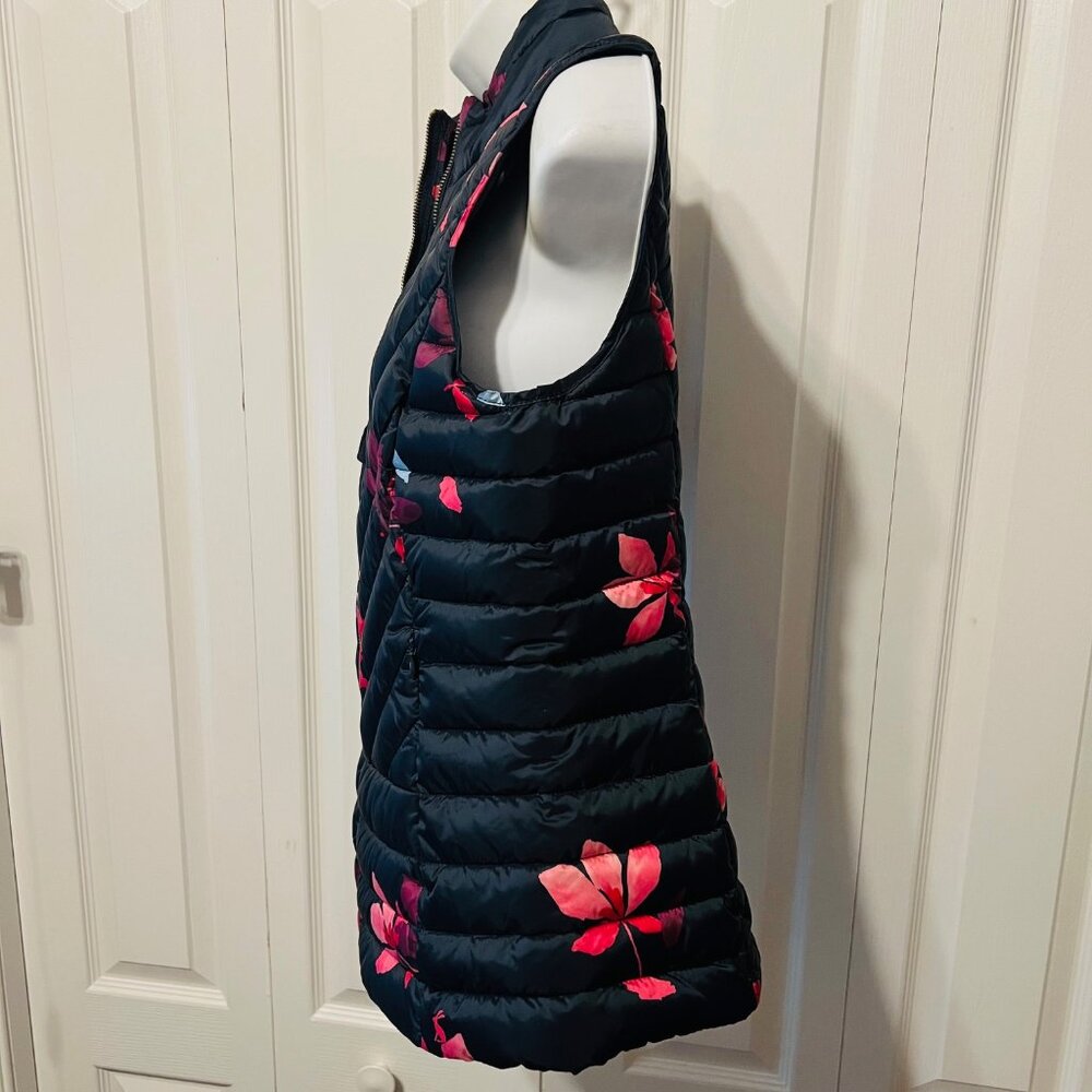 Joules-Women's Puffer Floral Navy Blue Vest-Great Britain-Size 8 US-Warm-Travel - Picture 6 of 16